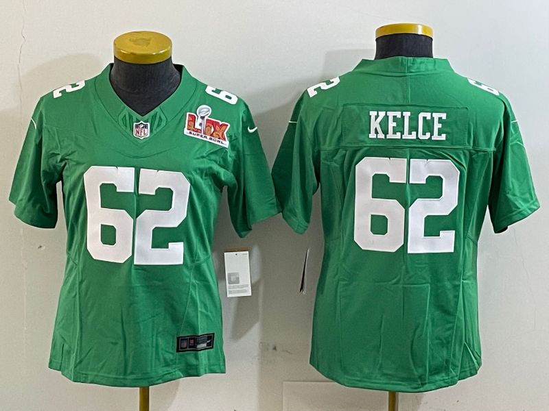 Youth Philadelphia Eagles #62 Kelce Green three generations 2025 Nike Vapor Limited NFL Jersey style 2